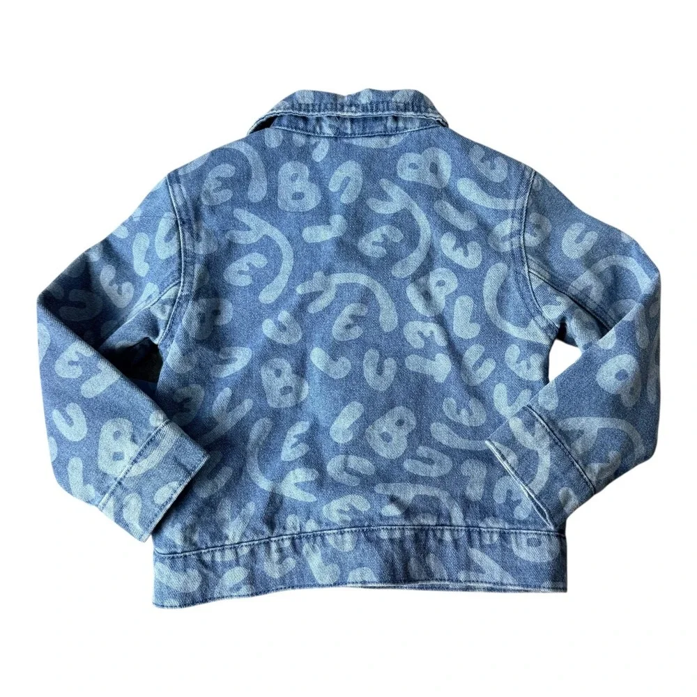Bluey Toddler Girls 2T Denim Jacket NWT Blue Bingo Patch Jean Coat Fall